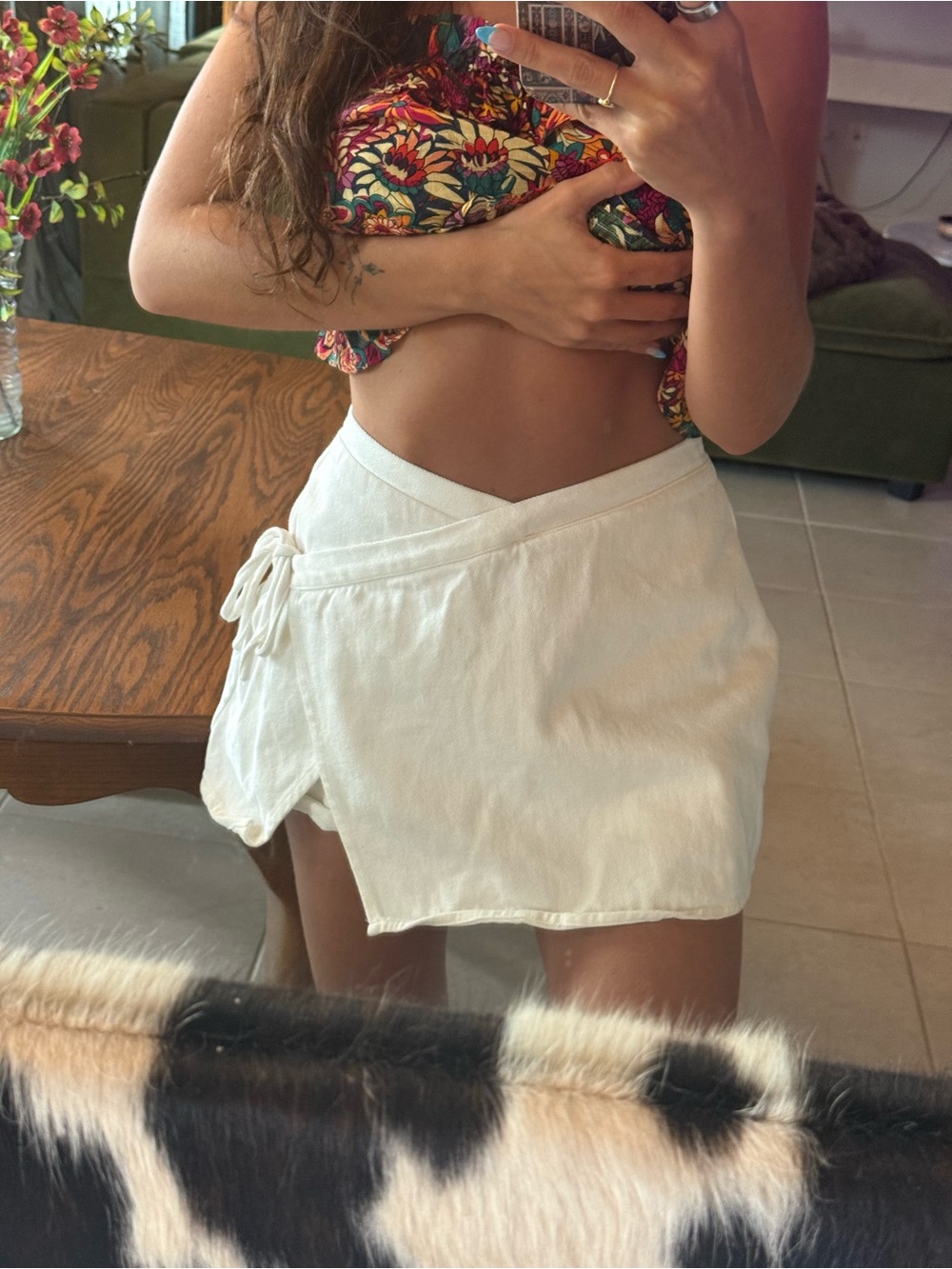 Women's White Wrap Skirt